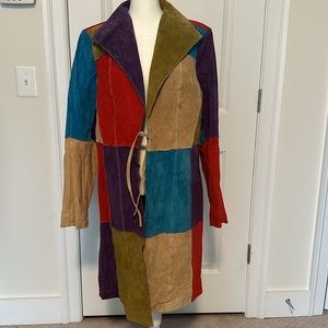 Adrienne Landau suede patchwork coat/long jacket.  From the 1990s.